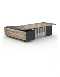 DAXTON Executive Desk with Right Return 2.4M - Warm Oak & Black