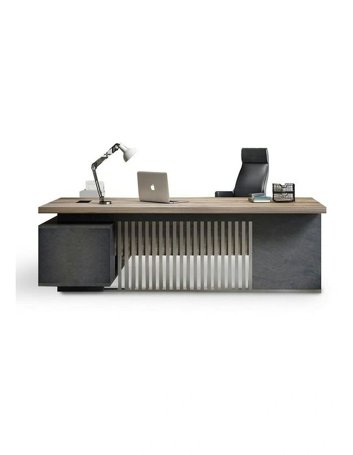 DAXTON Executive Desk with Right Return 2.4M - Warm Oak & Black image 3