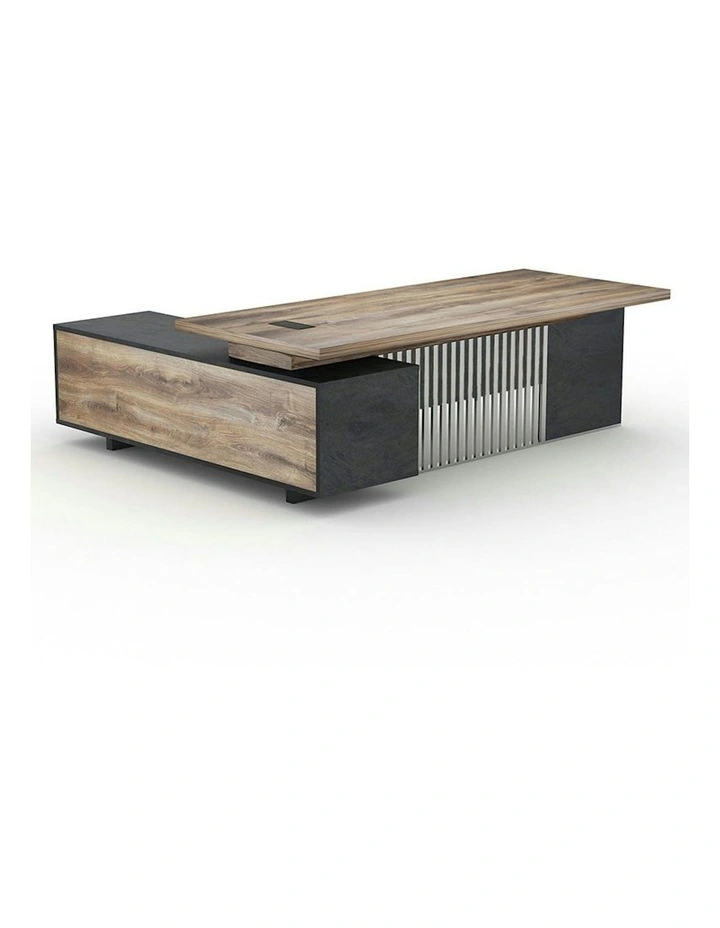 DAXTON Executive Desk with Right Return 2.4M - Warm Oak & Black image 6