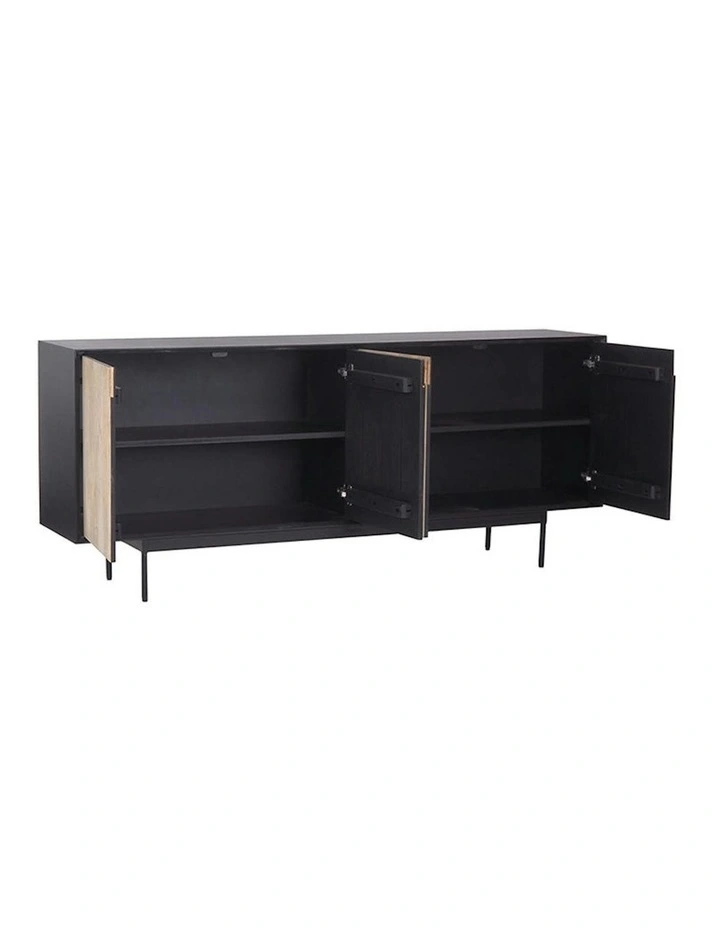 RADLEY Sideboard 180 cm Solid Mango Wood - Natural & Black image 2