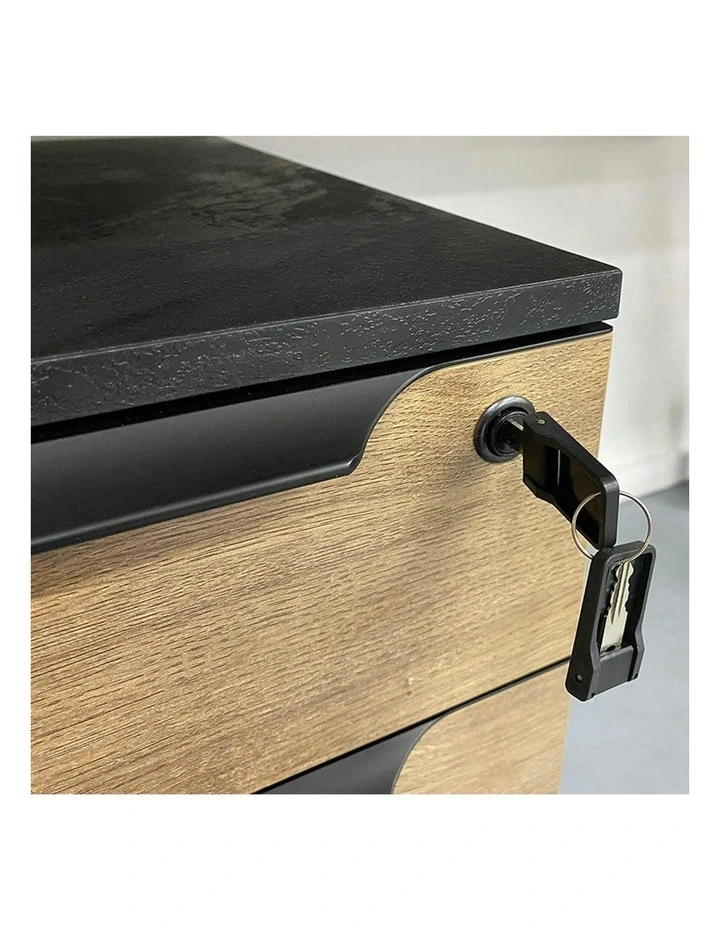 ARTO 4 people Back to Back Workstation 4 Cabinets 2.4M - Warm Oak & Black image 5