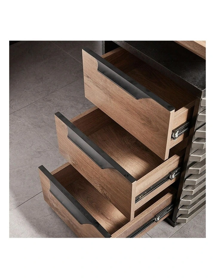 PHOENIX Sit & Stand Electric Lift Executive Desk with Right Return 2.2M - Warm Oak & Black image 3