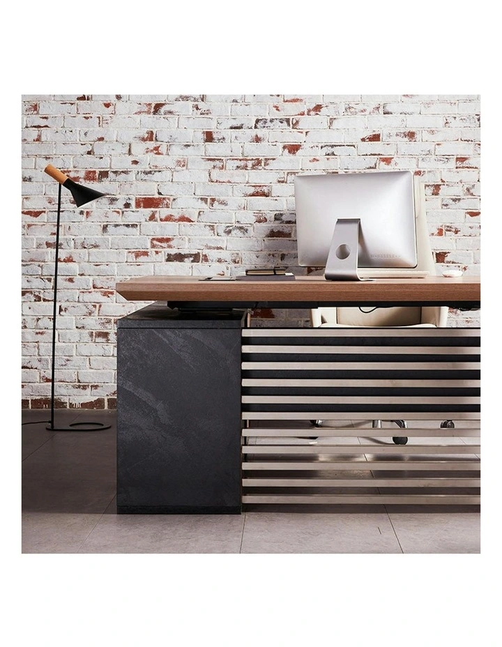 PHOENIX Sit & Stand Electric Lift Executive Desk with Right Return 2.2M - Warm Oak & Black image 7