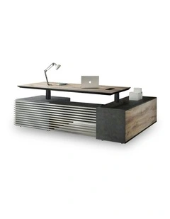 PHOENIX 2.0 - Sit Stand Electric Lift Executive Desk with Left Return 2.8m - Warm Oak & Black