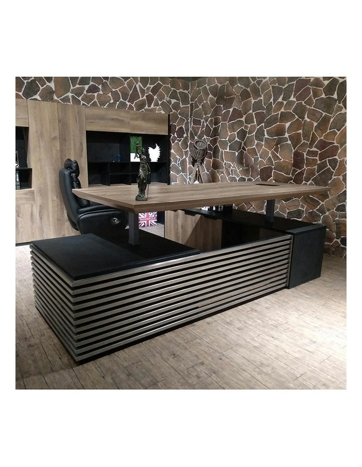 PHOENIX 2.0 - Sit Stand Electric Lift Executive Desk with Left Return 2.8m - Warm Oak & Black image 4