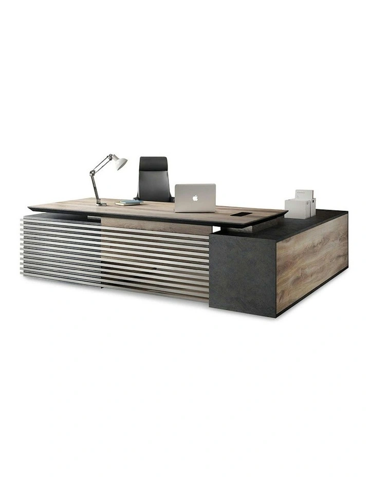 PHOENIX 2.0 - Sit Stand Electric Lift Executive Desk with Left Return 2.8m - Warm Oak & Black image 6