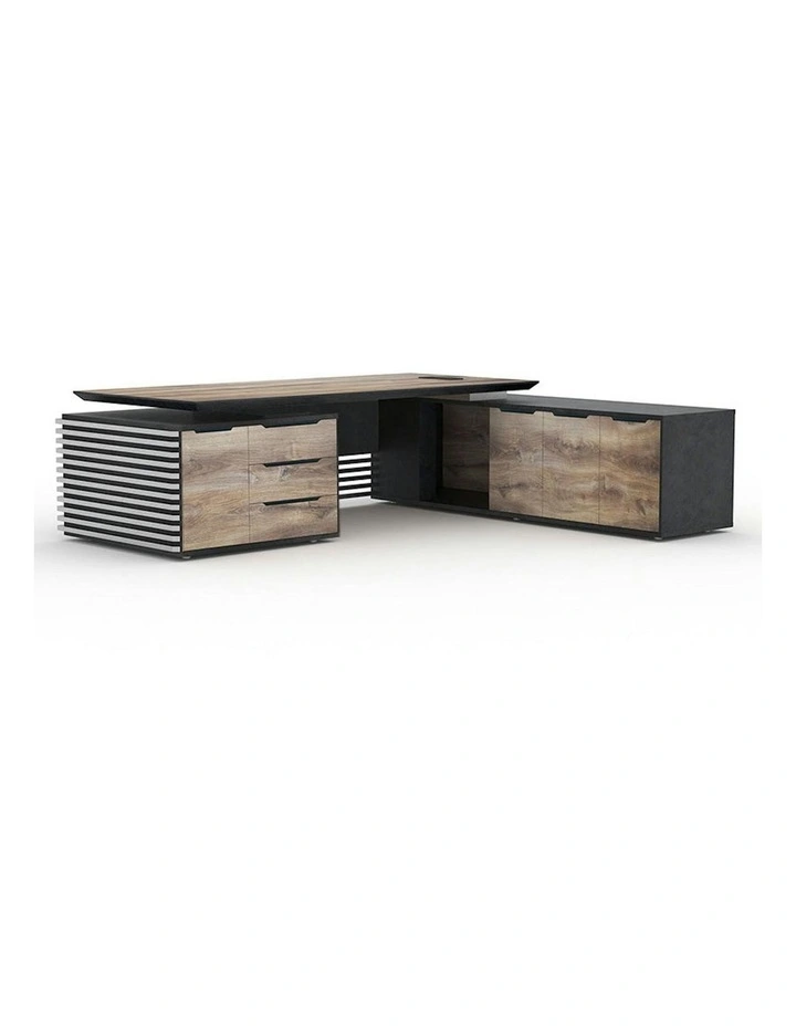 PHOENIX 2.0 - Sit Stand Electric Lift Executive Desk with Left Return 2.8m - Warm Oak & Black image 7