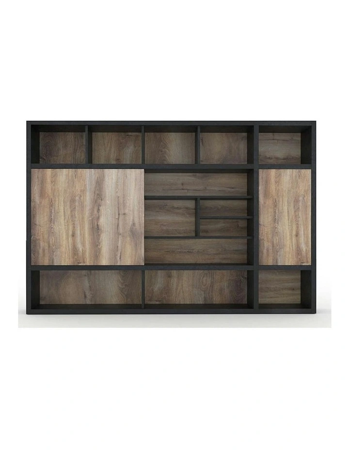 PHOENIX Display Wall Unit 3.0M - Warm Oak & Black image 1