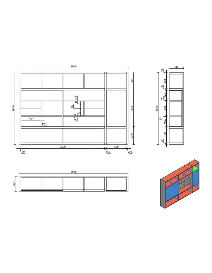 PHOENIX Display Wall Unit 3.0M - Warm Oak & Black image 6