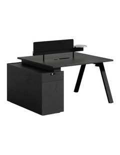 DOLAN 2 Seater Workstation 1.2m - 1.4m - Black Concrete
