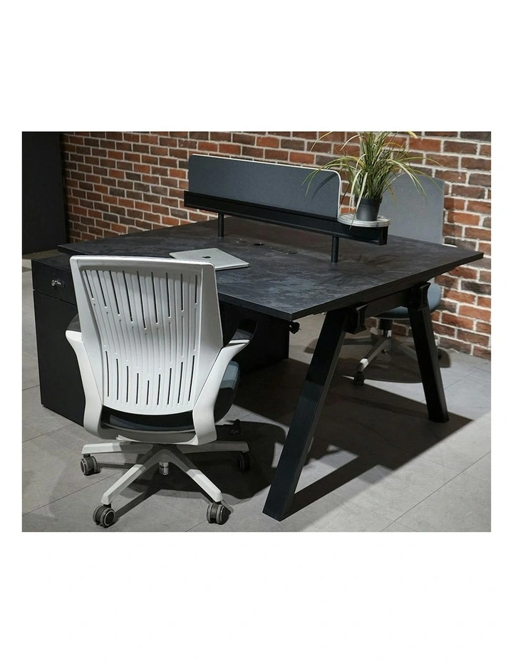 DOLAN 2 Seater Workstation 1.2m - 1.4m - Black Concrete image 6