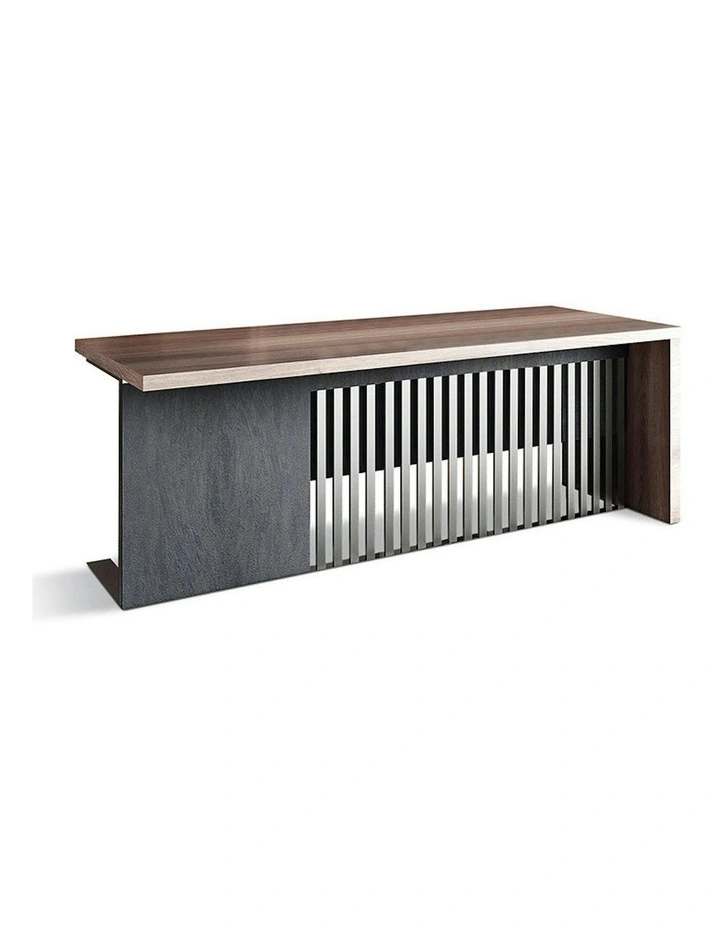 AFTAN Reception Desk Left Panel 180cm - Warm Oak & Black image 5