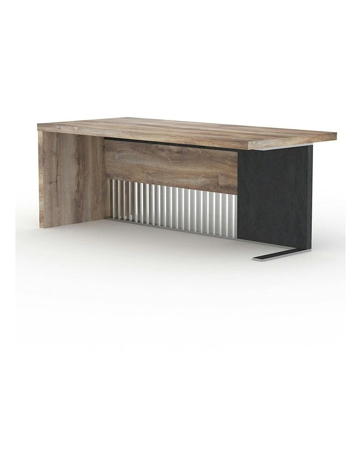 AFTAN Reception Desk Left Panel 180cm - Warm Oak & Black image 6