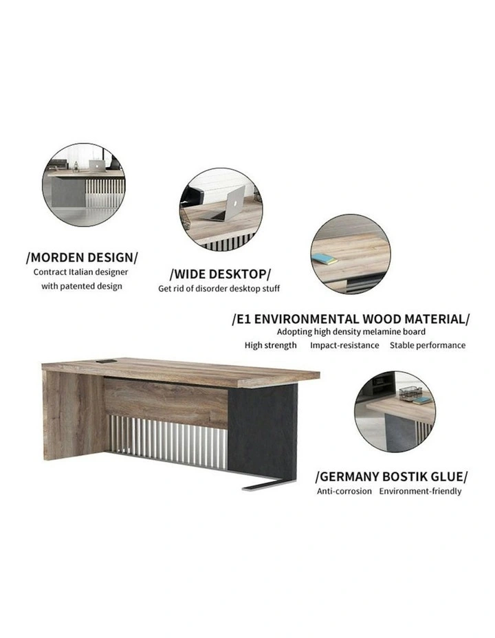 AFTAN Reception Desk Left Panel 180cm - Warm Oak & Black image 7