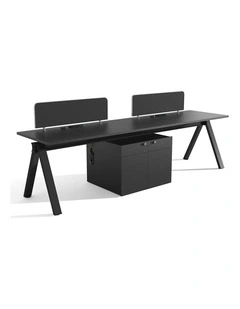 DOLAN 2 Seater Workstation 2.8m - Black Concrete