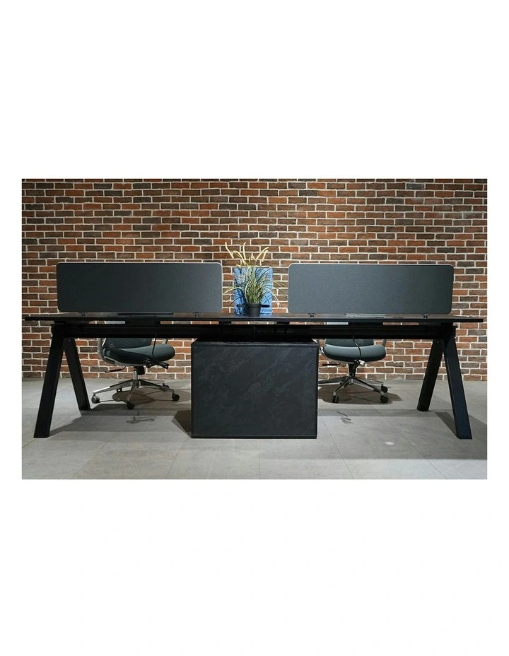 DOLAN 2 Seater Workstation 2.8m - Black Concrete image 3