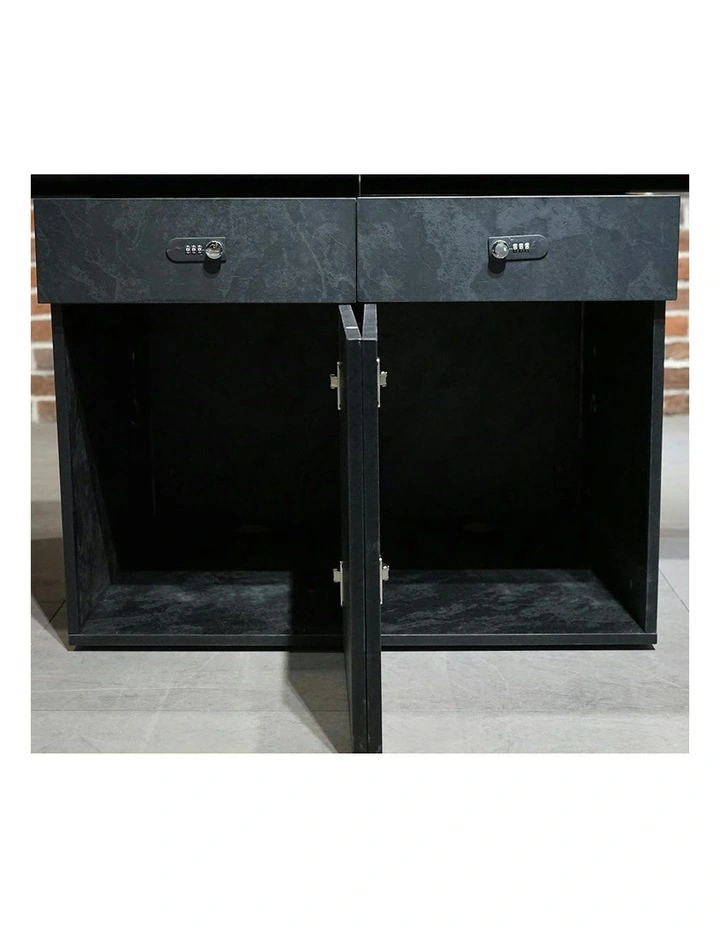 DOLAN 2 Seater Workstation 2.8m - Black Concrete image 4