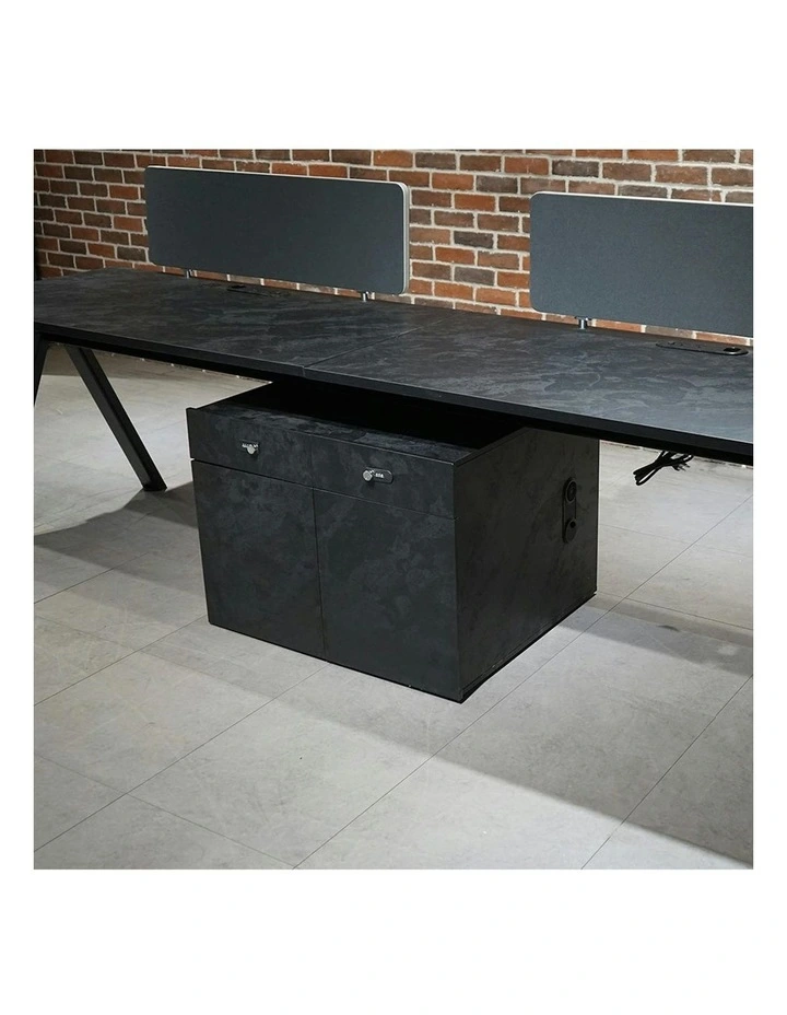 DOLAN 2 Seater Workstation 2.8m - Black Concrete image 5