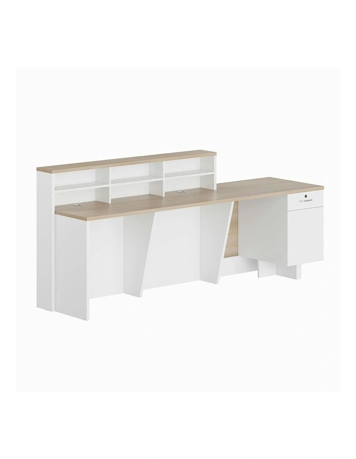 HELMER Reception Desk 1.8M Left Panel - Oak & white image 3