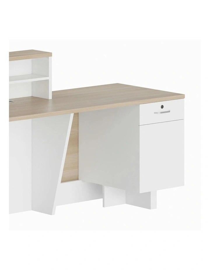 HELMER Reception Desk 1.8M Left Panel - Oak & white image 6