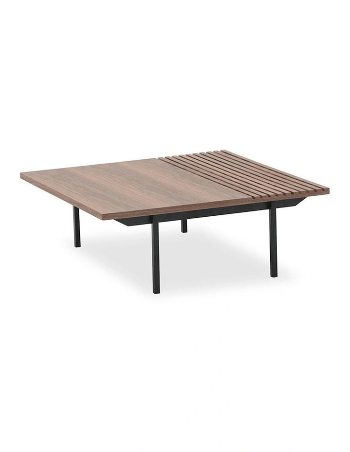 TOZZI Square Coffee Tables 85cm - Walnut & Black image 2