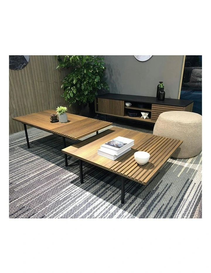 TOZZI Square Coffee Tables 85cm - Walnut & Black image 5
