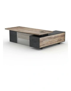 DAXTON Executive Desk with Left Return 2.4M - Warm Oak & Black