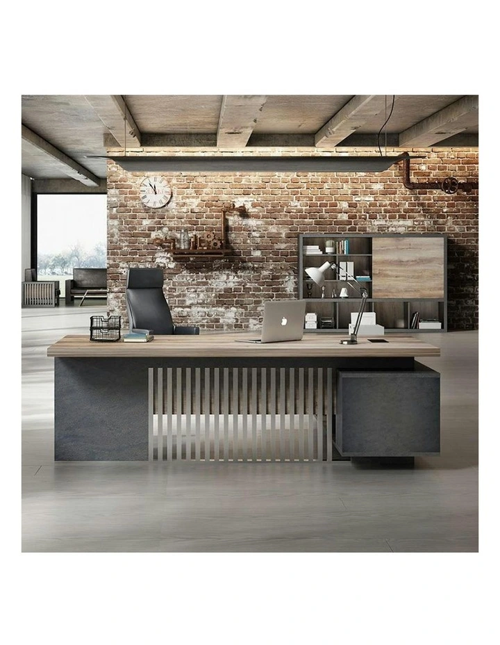 DAXTON Executive Desk with Left Return 2.4M - Warm Oak & Black image 4