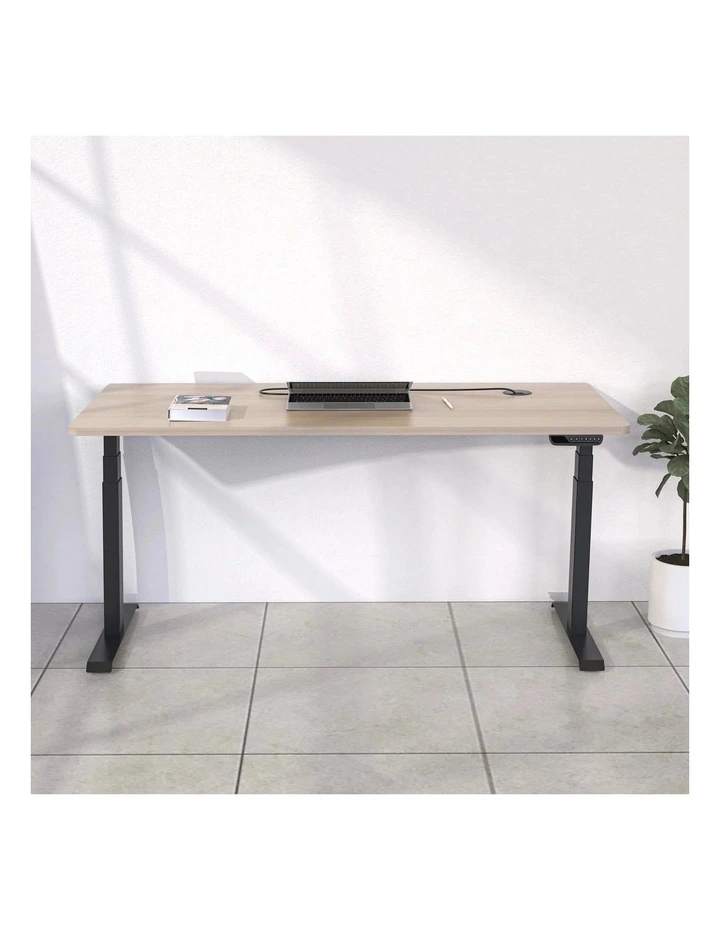 MARLO Single Workstation with Lift 1.6M - Oak & Black image 2