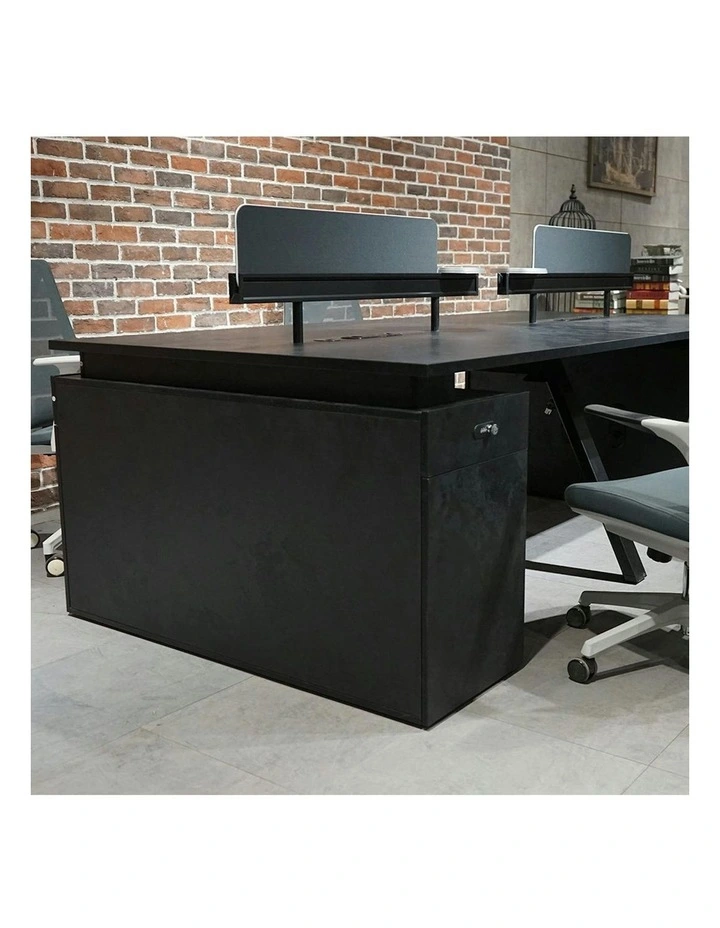 DOLAN 4 Seater Workstation 2.4m - 2.8m - Black Concrete image 3