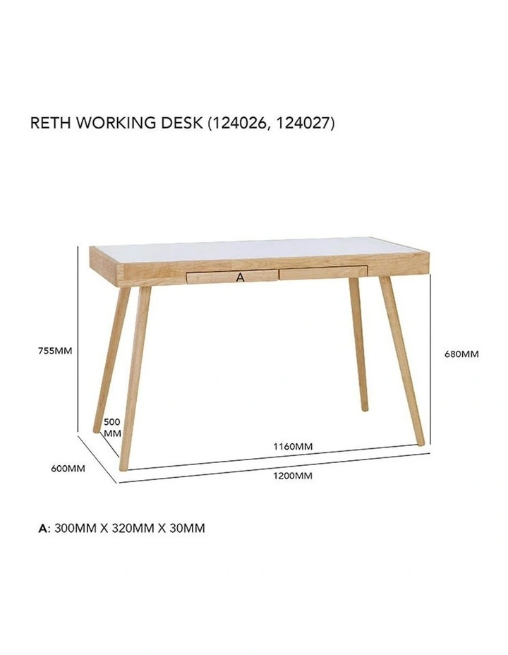 RETH Study Desk 120cm - Walnut & Black image 2