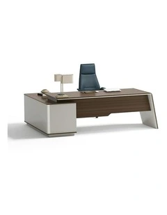 ANDERS Executive Desk Reversible Return 2.4M - Hazelnut & Beige