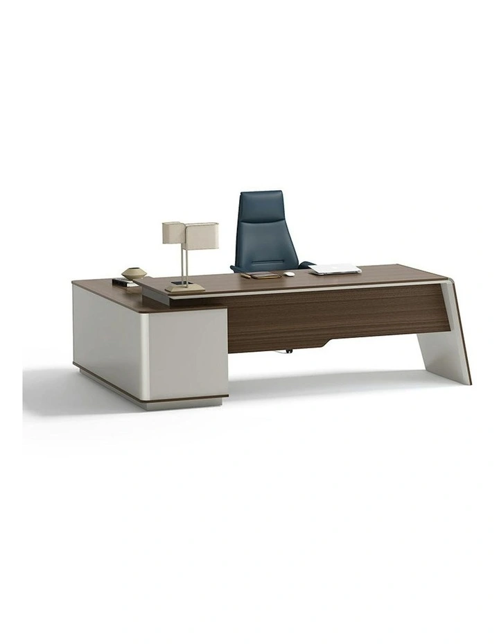 ANDERS Executive Desk Reversible Return 2.4M - Hazelnut & Beige image 1