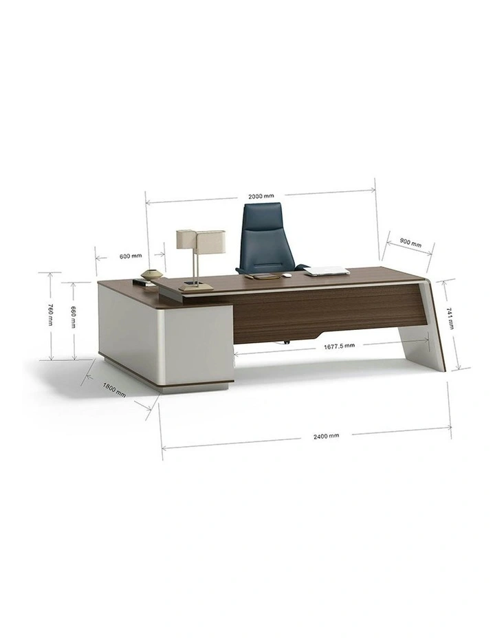 ANDERS Executive Desk Reversible Return 2.4M - Hazelnut & Beige image 2