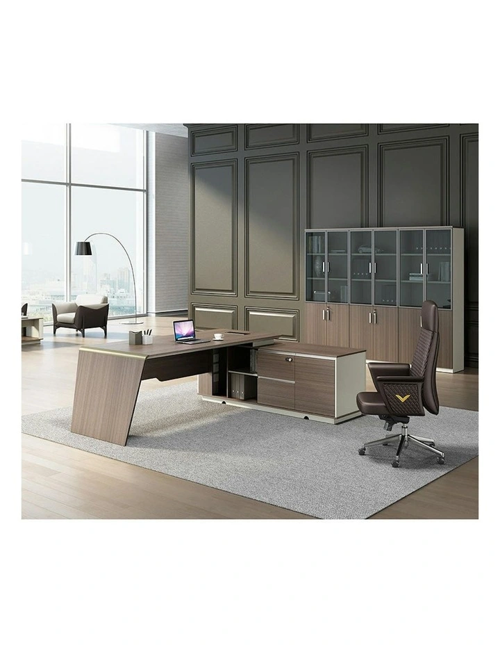 ANDERS Executive Desk Reversible Return 2.4M - Hazelnut & Beige image 7