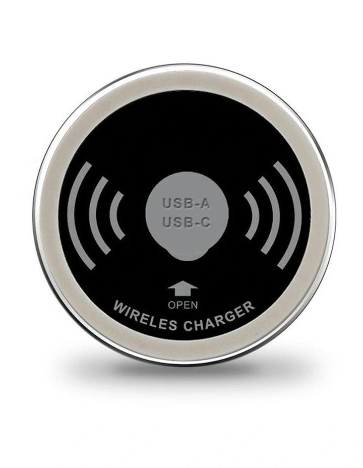 In Desk Wireless Charging and USB Cable Cubby Management Dock image 1