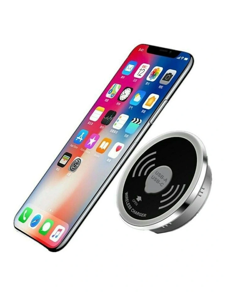 In Desk Wireless Charging and USB Cable Cubby Management Dock image 2