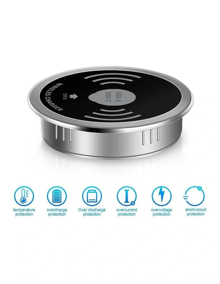 In Desk Wireless Charging and USB Cable Cubby Management Dock image 4