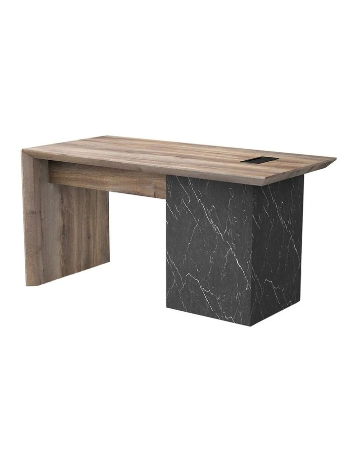 LOGAN Executive Desk Reversible 180cm - Warm Oak & Black image 1