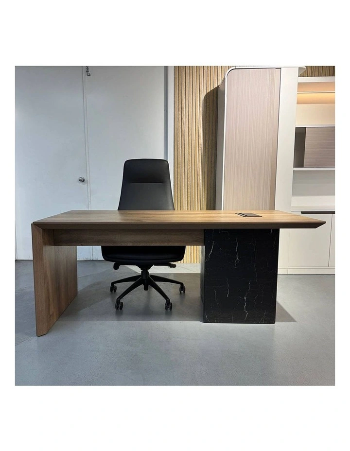 LOGAN Executive Desk Reversible 180cm - Warm Oak & Black image 3