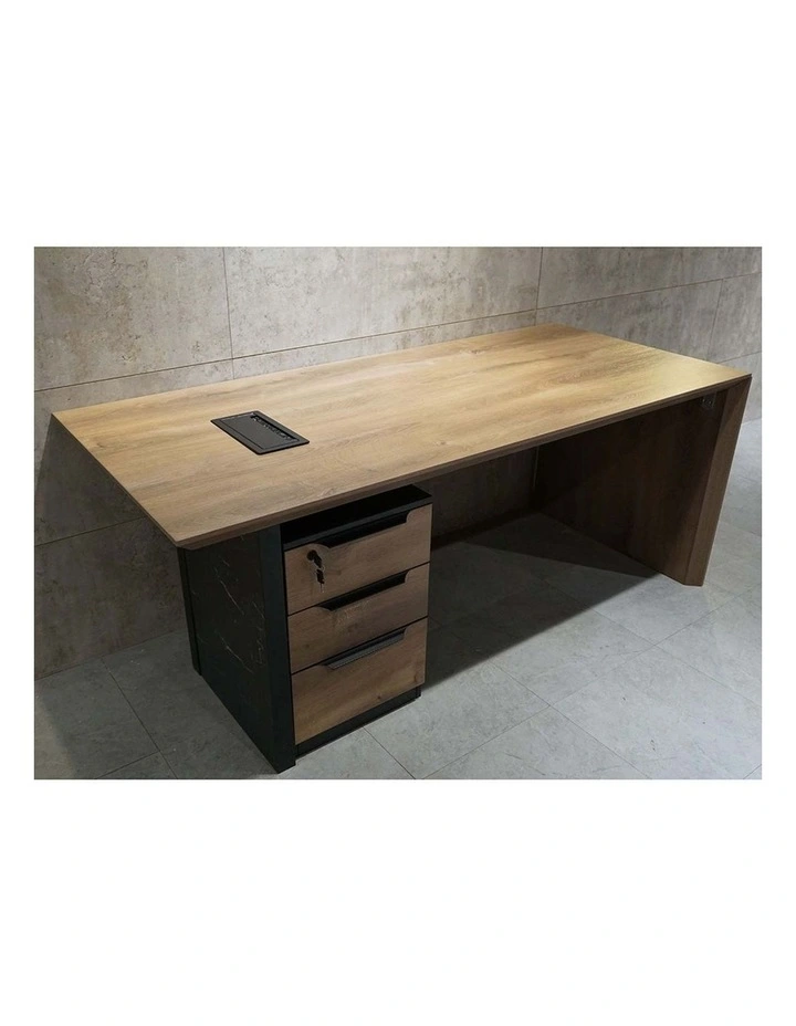 LOGAN Executive Desk Reversible 180cm - Warm Oak & Black image 4