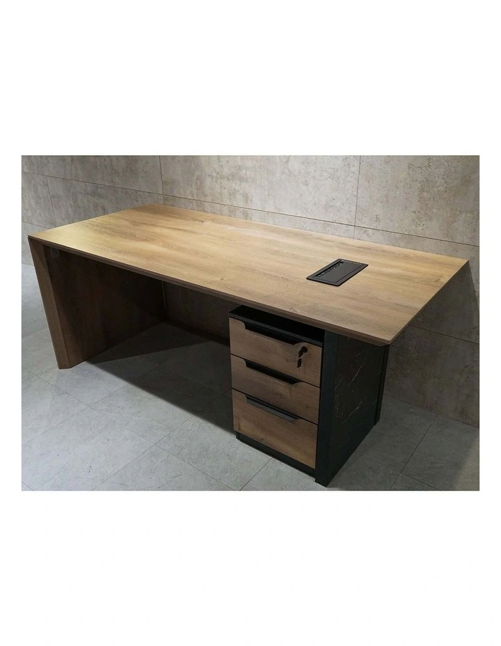 LOGAN Executive Desk Reversible 180cm - Warm Oak & Black image 5