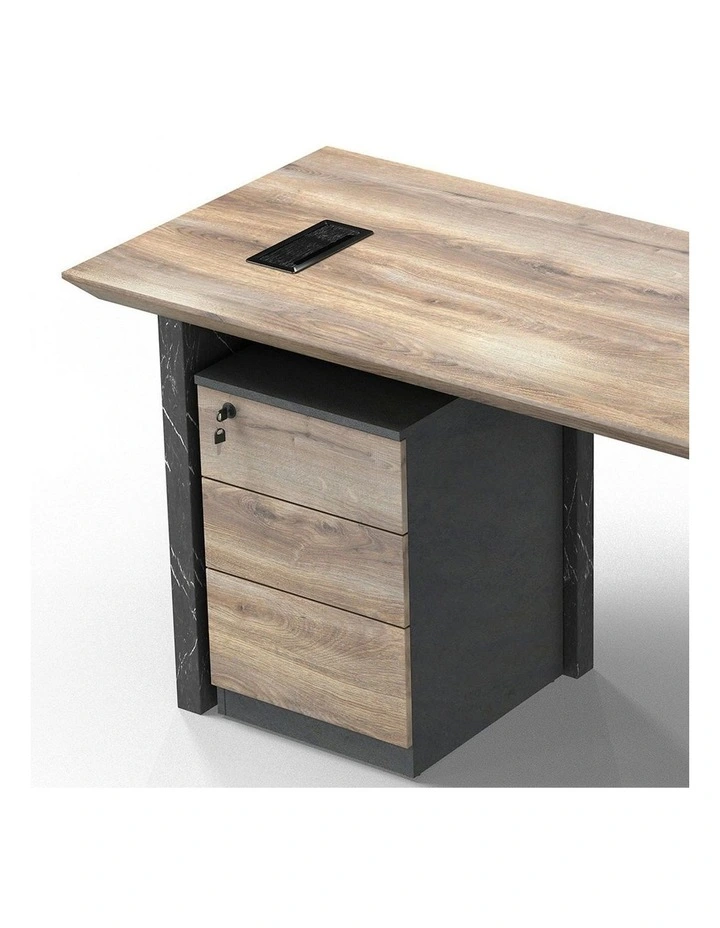 LOGAN Executive Desk Reversible 180cm - Warm Oak & Black image 7
