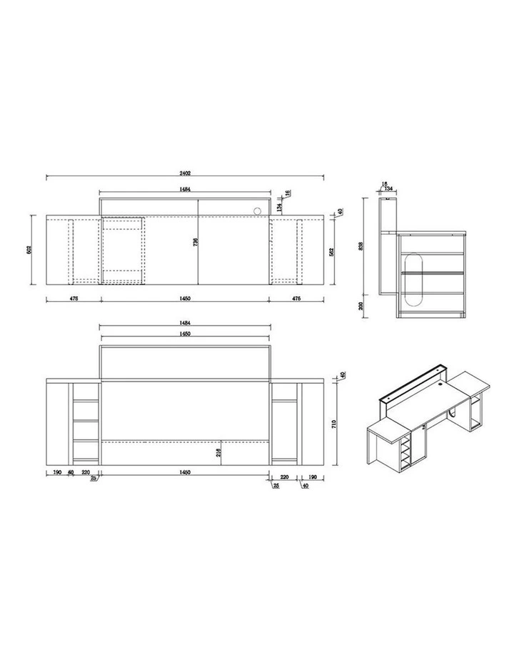 CONELLI Reception Desk  2.4M - Light Walnut image 4