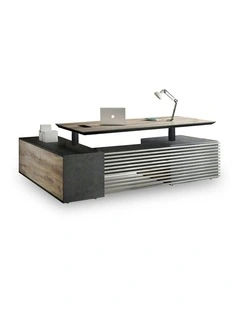 PHOENIX 2.0 - Sit Stand Electric Lift Executive Desk with Right Return 2.8m - Warm Oak & Black