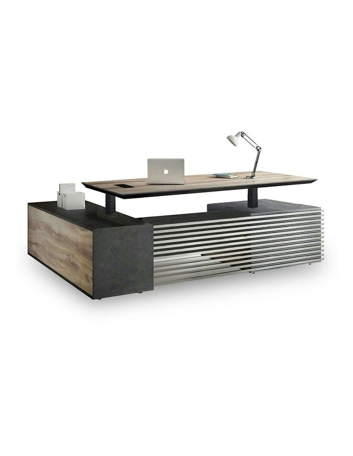PHOENIX 2.0 - Sit Stand Electric Lift Executive Desk with Right Return 2.8m - Warm Oak & Black image 1