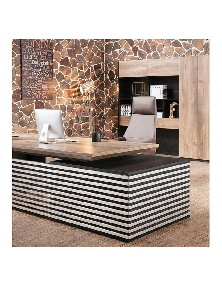 PHOENIX 2.0 - Sit Stand Electric Lift Executive Desk with Right Return 2.8m - Warm Oak & Black image 7
