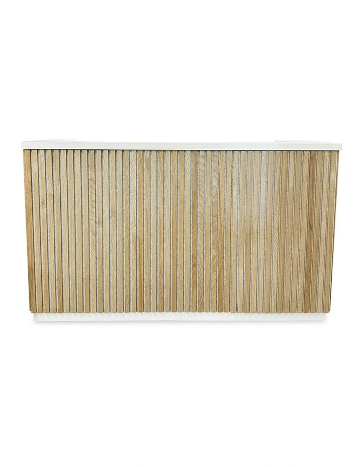 KENTO Reception Desk 180cm - White & Oak Timber Slat Acoustic image 4