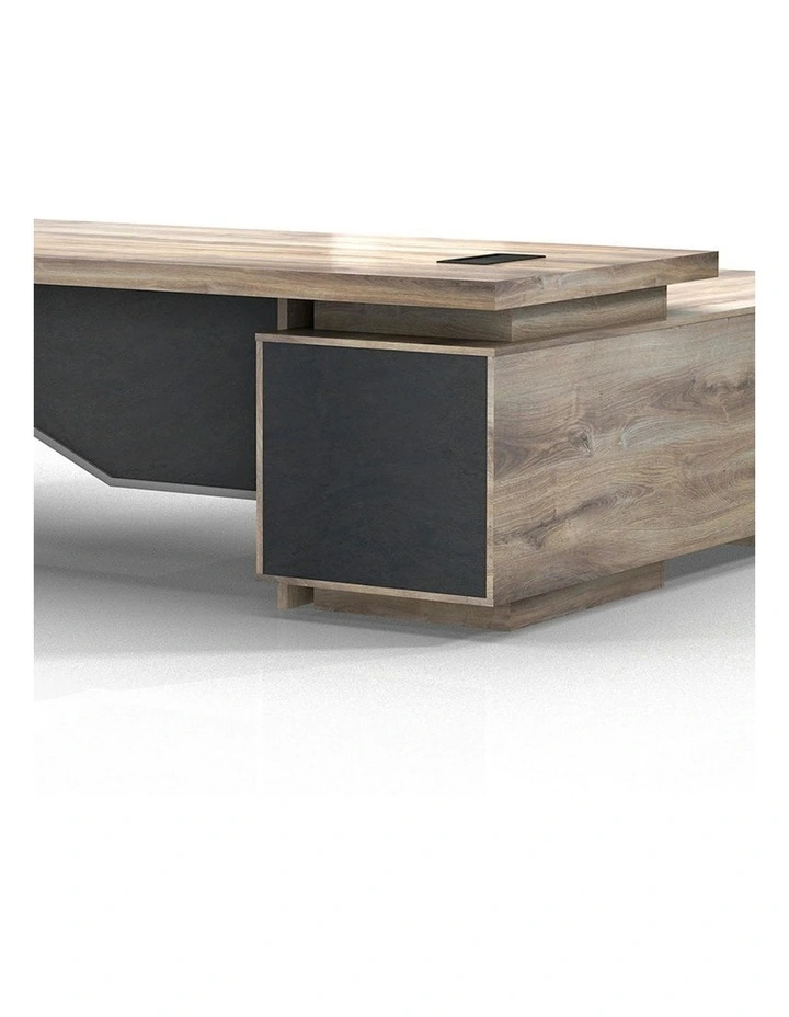 LARKIN Executive Desk with Right Return 2.4M - Warm Oak & Black image 4