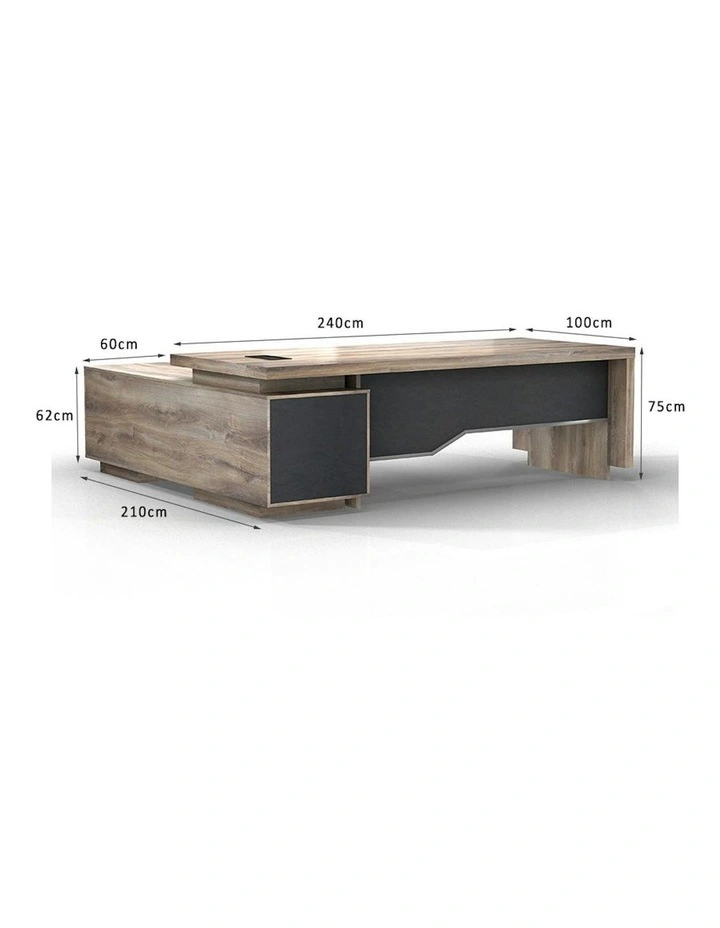 LARKIN Executive Desk with Right Return 2.4M - Warm Oak & Black image 5